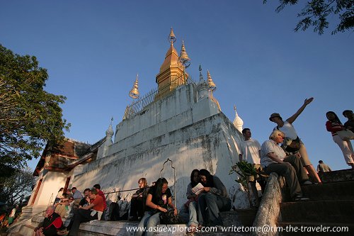 Tourists awaiting the sunset on Mount Phousi, Luang Prabang