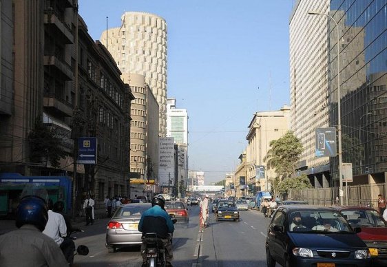 Chundrigar Road, downtown Karachi