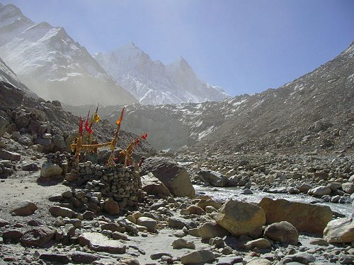 Gaumukh, meaning cow's mouth, at the end of Gangotri glacier, the source of Bhagirathi River Gaumukh, meaning cow's mouth, at the end of Gangotri glacier, the source of Bhagirathi River