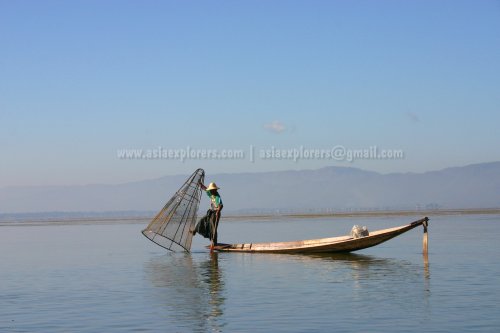 Foot-Rowing Fisherman of Inle Lake