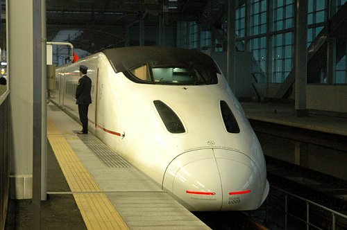 The Kyushu-Shinkansen bullet train at Shin-Yatsushiro Station