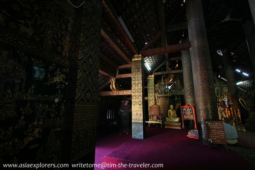Ornate interior of Wat Xieng Thong, Luang Prabang