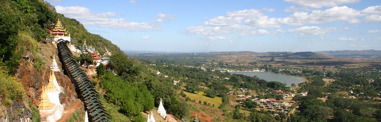 Panoramic view at entrance to Pindaya Caves