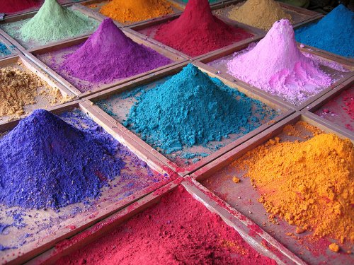 Pigments on sale at a Goa market Pigments on sale at a Goa market
