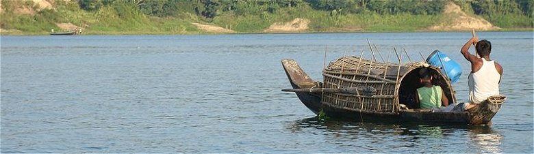 Boat across Kaptai Lake in Rangamati, Bangladesh