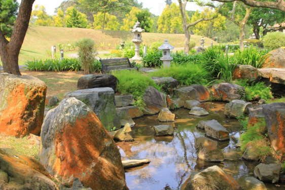 Rocks and stone lanterns, Japanese Garden Rocks and stone lanterns, Japanese Garden