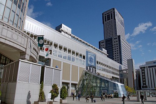 The Sapporo Train Station with the JR Tower skyscraper