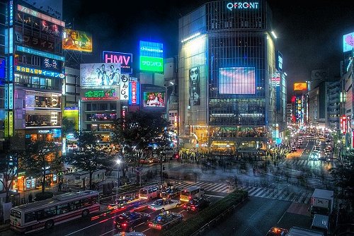 Shibuya crossing at night Shibuya crossing at night