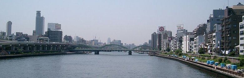 View of the Umaya-bashi Bridge across the Sumida River between Asakusa and Ryogoku