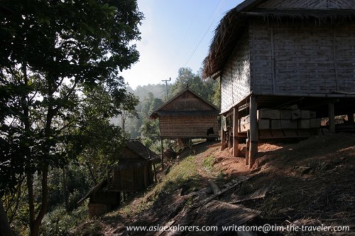 Tribal huts in the Laotian highlands
