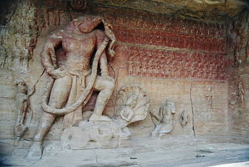 Massive carving of Vishnu in the Udaigiri Cave Temple, Vidisha, Madhya Pradesh Massive carving of Vishnu in the Udaigiri Cave Temple, Vidisha, Madhya Pradesh