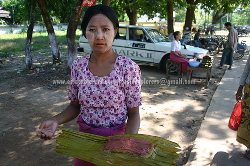 Hawker selling local banana cake