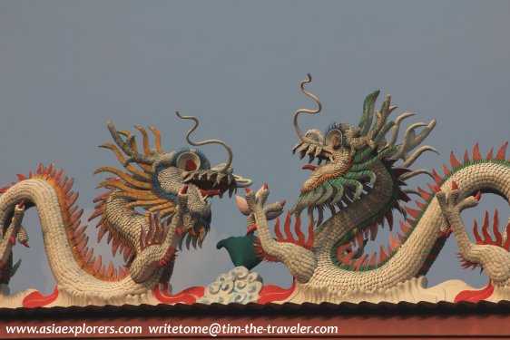 White dragons of the temple roof